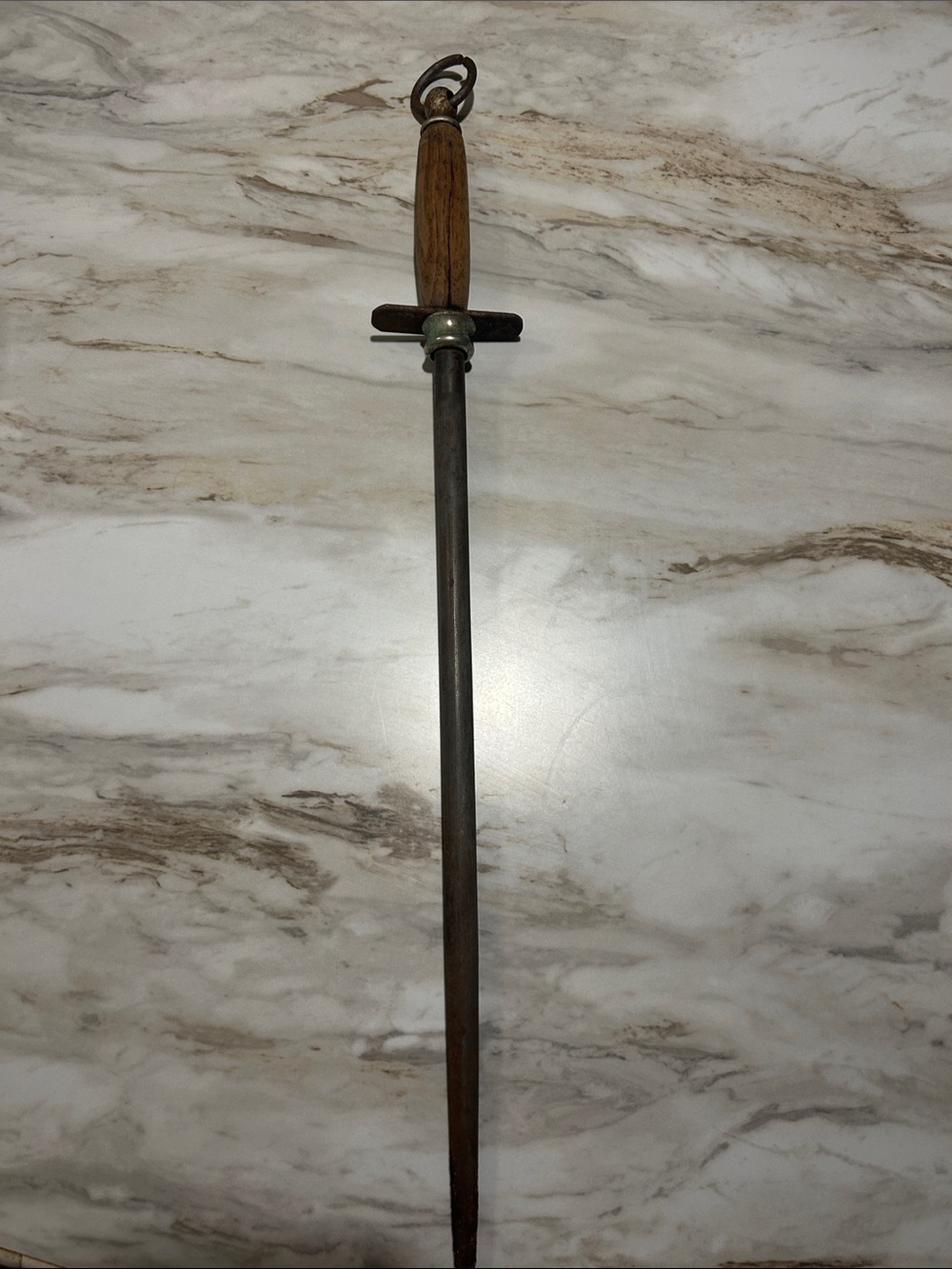 Vintage Dexter #14 30’s -40,s Handled Steel Sharpening Steel Brown Massachusetts